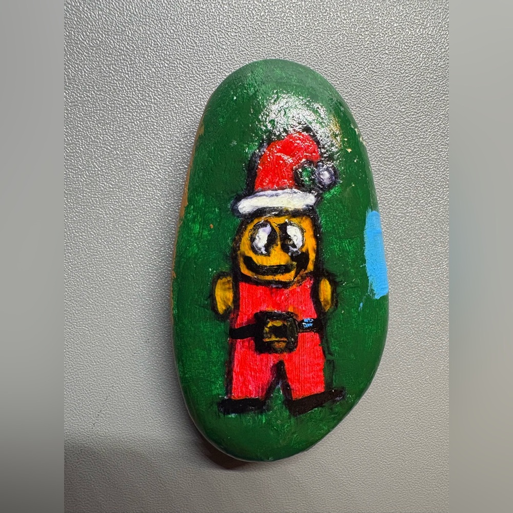 Hand painted rock stone art Peccy Amazon Christmas Festive Fun (2.5x1.5 Inches)